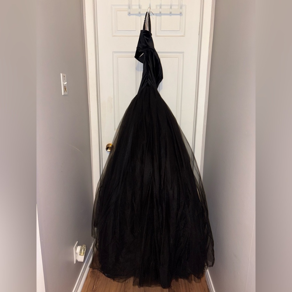 Black Velvet Princess Style Backless Prom Dress - Picture 6 of 14